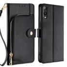 For Rakuten Hand 5G Zipper Bag Leather Phone Case(Black) - 1