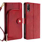 For Rakuten Hand 5G Zipper Bag Leather Phone Case(Red) - 1