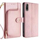 For Rakuten Hand 5G Zipper Bag Leather Phone Case(Rose Gold) - 1