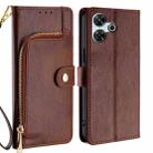 For Redmi 13 4G Zipper Bag Leather Phone Case(Brown) - 1