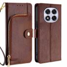 For Redmi Note 14 Pro 5G Zipper Bag Leather Phone Case(Brown) - 1