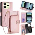For Redmi Note 14 4G 163.25mm Zipper Bag Leather Phone Case(Rose Gold) - 1