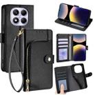 For Redmi Note 14 Pro 4G Zipper Bag Leather Phone Case(Black) - 1