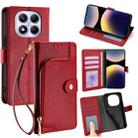 For Redmi Note 14 Pro 4G Zipper Bag Leather Phone Case(Red) - 1