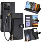 For Redmi Note 14 4G 164.84mm Zipper Bag Leather Phone Case(Black) - 1