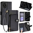 For Redmi A5 4G 171.7mm Zipper Bag Leather Phone Case(Black) - 1