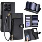 For Redmi Note 14S 4G Zipper Bag Leather Phone Case(Black) - 1