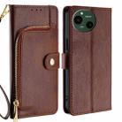 For Sharp Aquos R9 Zipper Bag Leather Phone Case(Brown) - 1