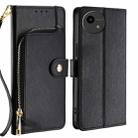 For Sharp Aquos Wish4 Zipper Bag Leather Phone Case(Black) - 1