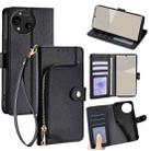 For Sharp Aquos R10 Zipper Bag Leather Phone Case(Black) - 1