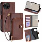 For Sharp Aquos R10 Zipper Bag Leather Phone Case(Brown) - 1