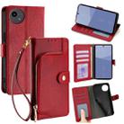 For Sharp Aqous wish5 Zipper Bag Leather Phone Case(Red) - 1