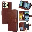 For Redmi Note 14 4G 163.25mm Crystal Texture Leather Phone Case(Brown) - 1