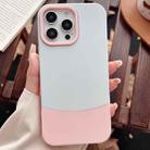 For iPhone 16 Pro Max Color Contrast 2 in 1 Skin Feel PC Hybrid TPU Phone Case(Silver+Pink) - 1