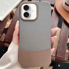 For iPhone 16 Plus Color Contrast 2 in 1 Skin Feel PC Hybrid TPU Phone Case(Dark Grey+Brown) - 1