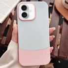 For iPhone 16 Color Contrast 2 in 1 Skin Feel PC Hybrid TPU Phone Case(Silver+Pink) - 1