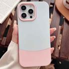 For iPhone 15 Pro Color Contrast 2 in 1 Skin Feel PC Hybrid TPU Phone Case(Silver+Pink) - 1