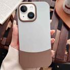 For iPhone 15 Color Contrast 2 in 1 Skin Feel PC Hybrid TPU Phone Case(Silver+Brown) - 1