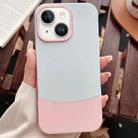 For iPhone 15 Color Contrast 2 in 1 Skin Feel PC Hybrid TPU Phone Case(Silver+Pink) - 1