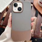 For iPhone 15 Color Contrast 2 in 1 Skin Feel PC Hybrid TPU Phone Case(Dark Grey+Brown) - 1