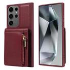 For Samsung Galaxy S25 Ultra 5G Crossbody Lanyard Zipper Wallet Leather Phone Case(Wine Red) - 2