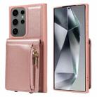 For Samsung Galaxy S25 Ultra 5G Crossbody Lanyard Zipper Wallet Leather Phone Case(Rose Gold) - 2
