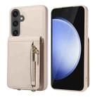 For Samsung Galaxy S24 FE 5G Crossbody Lanyard Zipper Wallet Leather Phone Case(Beige) - 2