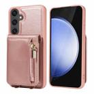 For Samsung Galaxy S24 FE 5G Crossbody Lanyard Zipper Wallet Leather Phone Case(Rose Gold) - 2