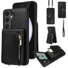 For Samsung Galaxy S24 FE 5G Crossbody Lanyard Zipper Wallet Leather Phone Case(Black) - 1