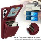 For Samsung Galaxy S25+ 5G Crossbody Lanyard Zipper Wallet Leather Phone Case(Wine Red) - 3