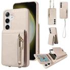 For Samsung Galaxy S24+ 5G Crossbody Lanyard Zipper Wallet Leather Phone Case(Beige) - 1