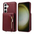 For Samsung Galaxy S24+ 5G Crossbody Lanyard Zipper Wallet Leather Phone Case(Wine Red) - 2