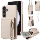 For Samsung Galaxy S25 FE 5G Crossbody Lanyard Zipper Wallet Leather Phone Case(Beige) - 1