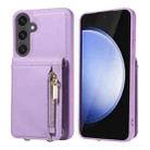 For Samsung Galaxy S25 FE 5G Crossbody Lanyard Zipper Wallet Leather Phone Case(Purple) - 2