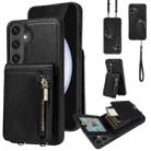 For Samsung Galaxy S25 FE 5G Crossbody Lanyard Zipper Wallet Leather Phone Case(Black) - 1