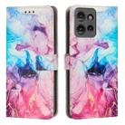 For Motorola Edge 50 Pro / Edge 50 Painted Marble Pattern Leather Phone Case(Pink Purple) - 1