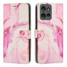 For Motorola Edge 50 Pro / Edge 50 Painted Marble Pattern Leather Phone Case(Rose Gold) - 1