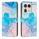 For Motorola Edge 50 Ultra Painted Marble Pattern Leather Phone Case(Pink Green) - 1