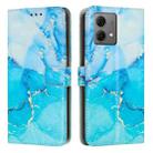 For Motorola Edge 40 Neo Painted Marble Pattern Leather Phone Case(Blue Green) - 1