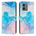 For Motorola Edge 40 Neo Painted Marble Pattern Leather Phone Case(Pink Green) - 1