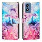 For Motorola Moto G Play 4G 2024 Painted Marble Pattern Leather Phone Case(Pink Purple) - 1