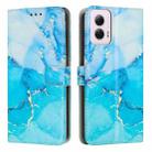 For Motorola Moto G34 Painted Marble Pattern Leather Phone Case(Blue Green) - 1
