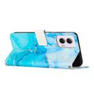 For Motorola Moto G34 Painted Marble Pattern Leather Phone Case(Blue Green) - 3