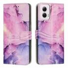 For Motorola Moto G34 Painted Marble Pattern Leather Phone Case(Purple) - 1