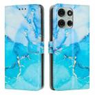 For Motorola Moto G75 Painted Marble Pattern Leather Phone Case(Blue Green) - 1