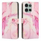 For Motorola Moto G75 Painted Marble Pattern Leather Phone Case(Rose Gold) - 1