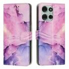 For Motorola Moto G75 Painted Marble Pattern Leather Phone Case(Purple) - 1