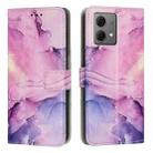 For Motorola Moto G84 Painted Marble Pattern Leather Phone Case(Purple) - 1