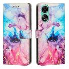 For OPPO A38 4G / A18 Painted Marble Pattern Leather Phone Case(Pink Purple) - 1