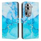 For OPPO Reno11 Pro Global Painted Marble Pattern Leather Phone Case(Blue Green) - 1